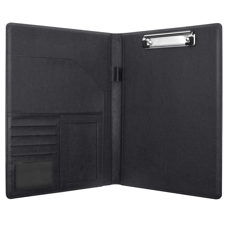 WAVEYU Business Portfolio Folder for Men Women, Padfolio Cover, Conference/Resume/Legal Document Organizer with Letter/A4 Size Clipboard Hardboard, Business Card Holders, Document Sleeve, Black - Image 5